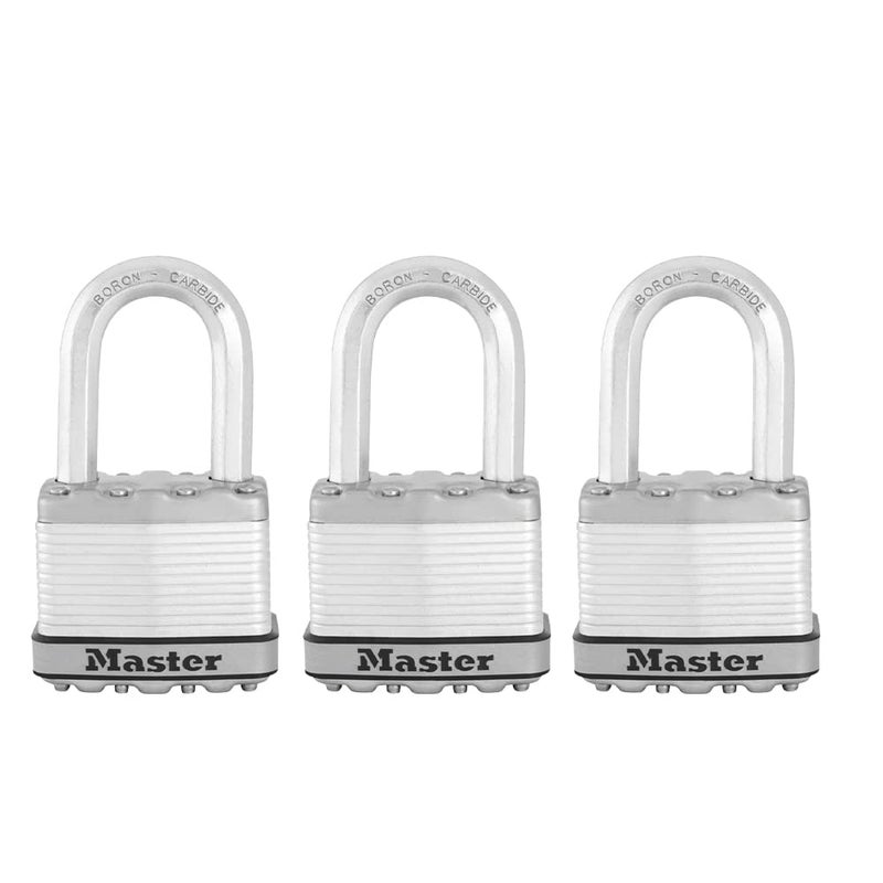Master Lock M5XTRILF Magnum Heavy Duty Outdoor Padlock with Key, 3 Pack Keyed-Alike Silver - Image 1